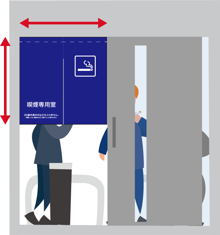 喫煙室 出入口のれんのサイズの計り方